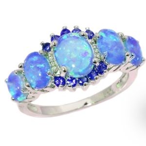 Blue Shiny Zircon Encrusted Ring